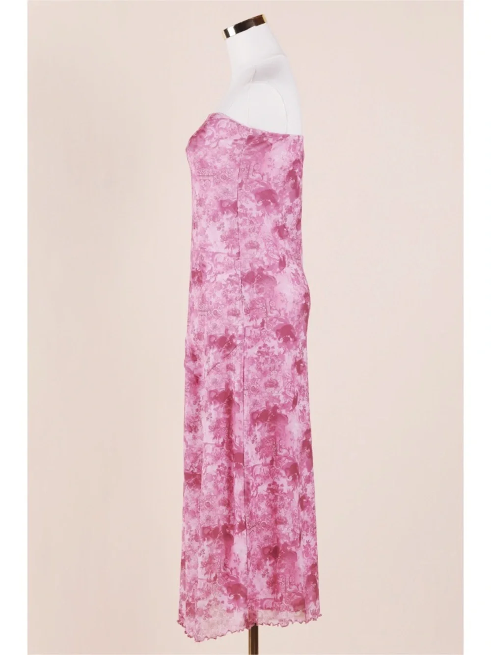 Sz L Tilly's Full Tilt Pink Mesh Tube Side Slit Midi Dress NWT
